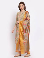 Myshka Women's Multi Solid Cotton Blend 3/4 Sleeve Round Neck Casual Kurta Pant Dupatta Set | Grab2Buy