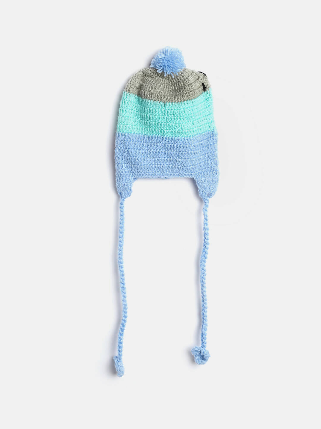 Chutput Kids Woollen Hand Knitted Trip Scenery Bobble Detailed Cap - Blue | Grab2Buy