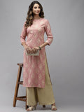 Yufta Women Pink Floral Printed Pastels Cotton Kurta | Grab2Buy
