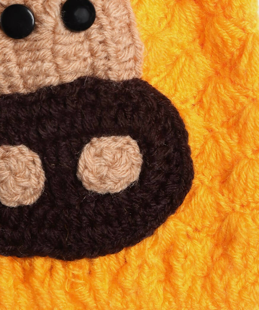 Chutput Kids Woollen Hand Knitted Giraffe Face Detailed Cap - Yellow | Grab2Buy