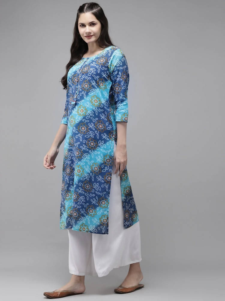 Yufta Blue Bandhani Kurta | Grab2Buy