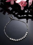 NVR Women Silver-Plated Handcrafted American Diamond Link Bracelet | Grab2Buy