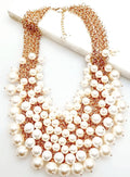 Bling Accessories 5 Rows Swarovski Glass Pearl Cluster Statement Necklace | Grab2Buy