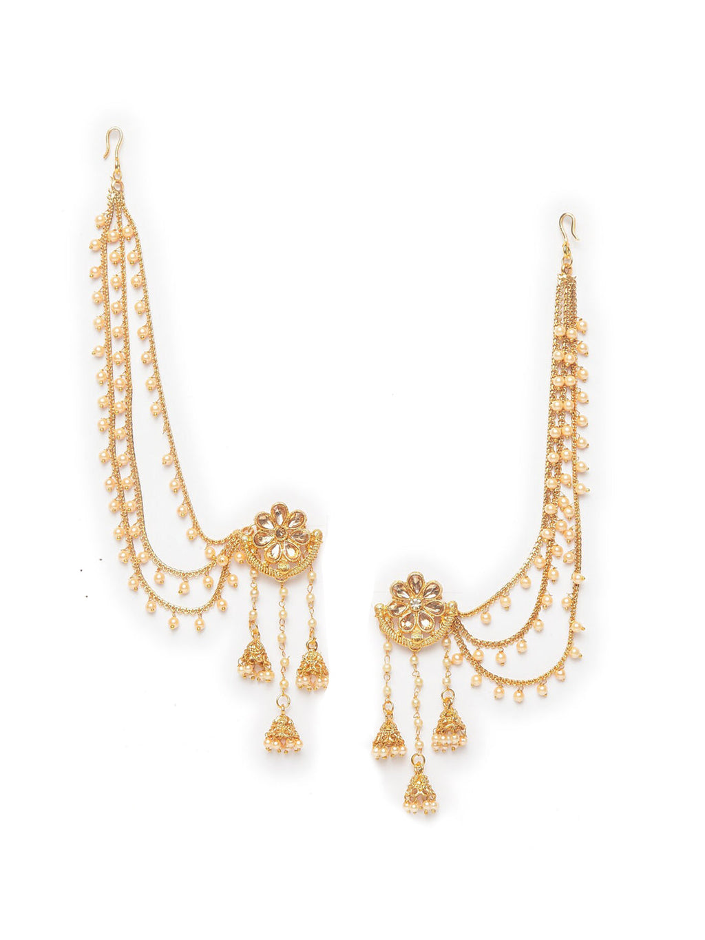 Shining Diva Gold-Polished Taselled Classic Jhumkas | Grab2Buy