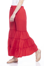 Mominos Fashion Reyon Cotton Red Palazzo | Grab2Buy