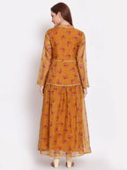 Myshka Women's Multi Printed Organza Full Sleeve Mandarin Neck Casual Dress | Grab2Buy