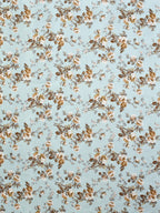 Florida Blue & White Floral 120 TC King Bedsheet with 2 Pillow Covers