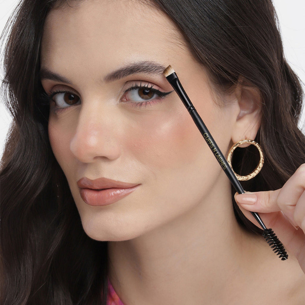 CUFFS N LASHES Fine Angled Brow Brush & Spoolie - E002 | Grab2Buy