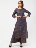 Cheera Printed Gray Kurta Palazzo Set (CH103KP) | Grab2Buy