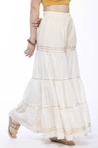 Mominos Fashion Cotton Off White Stripe With Gota Sharara | Grab2Buy