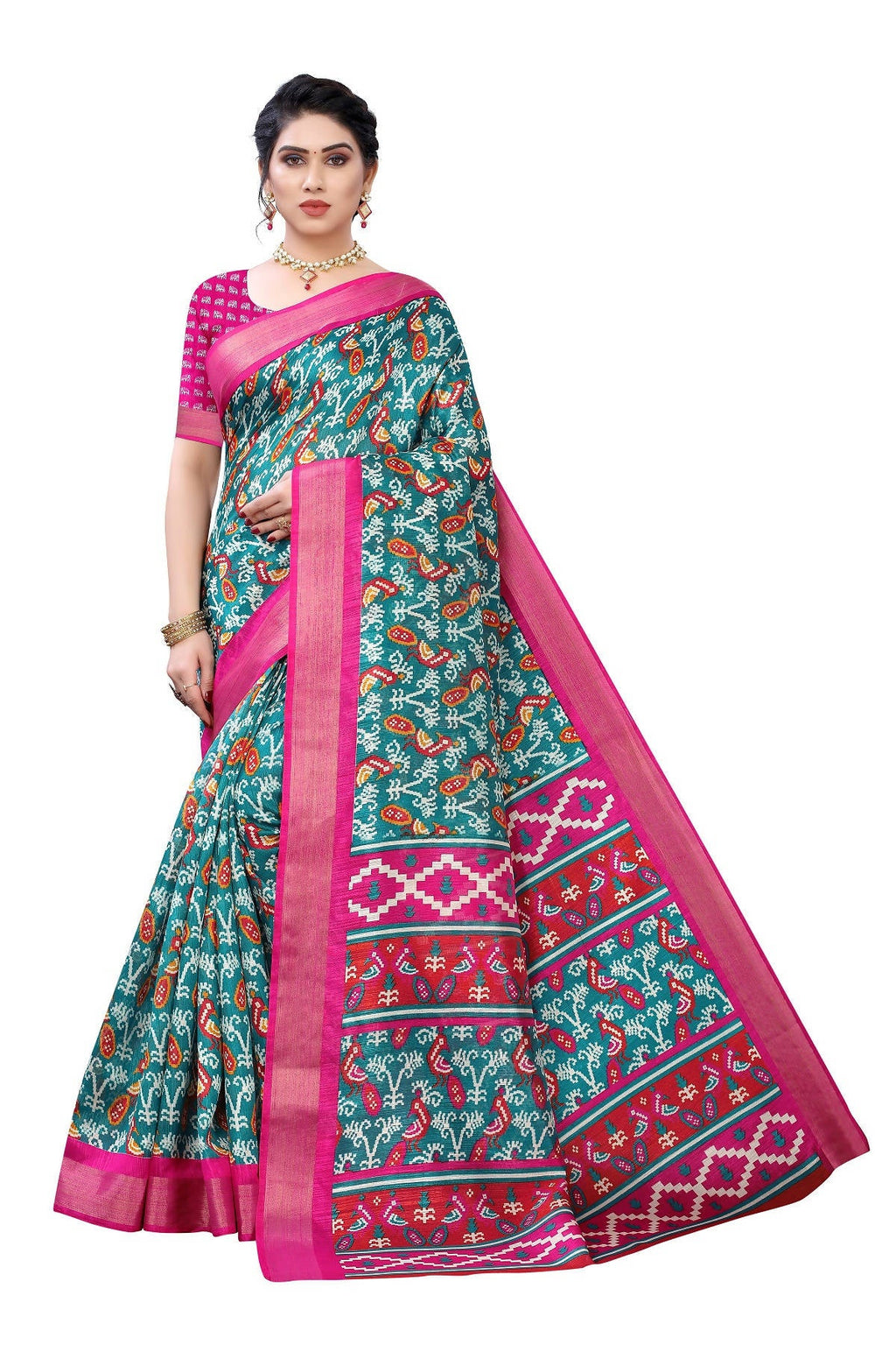 Vamika Rama Green Linen Jari Border Saree (JANKI RAMA) | Grab2Buy