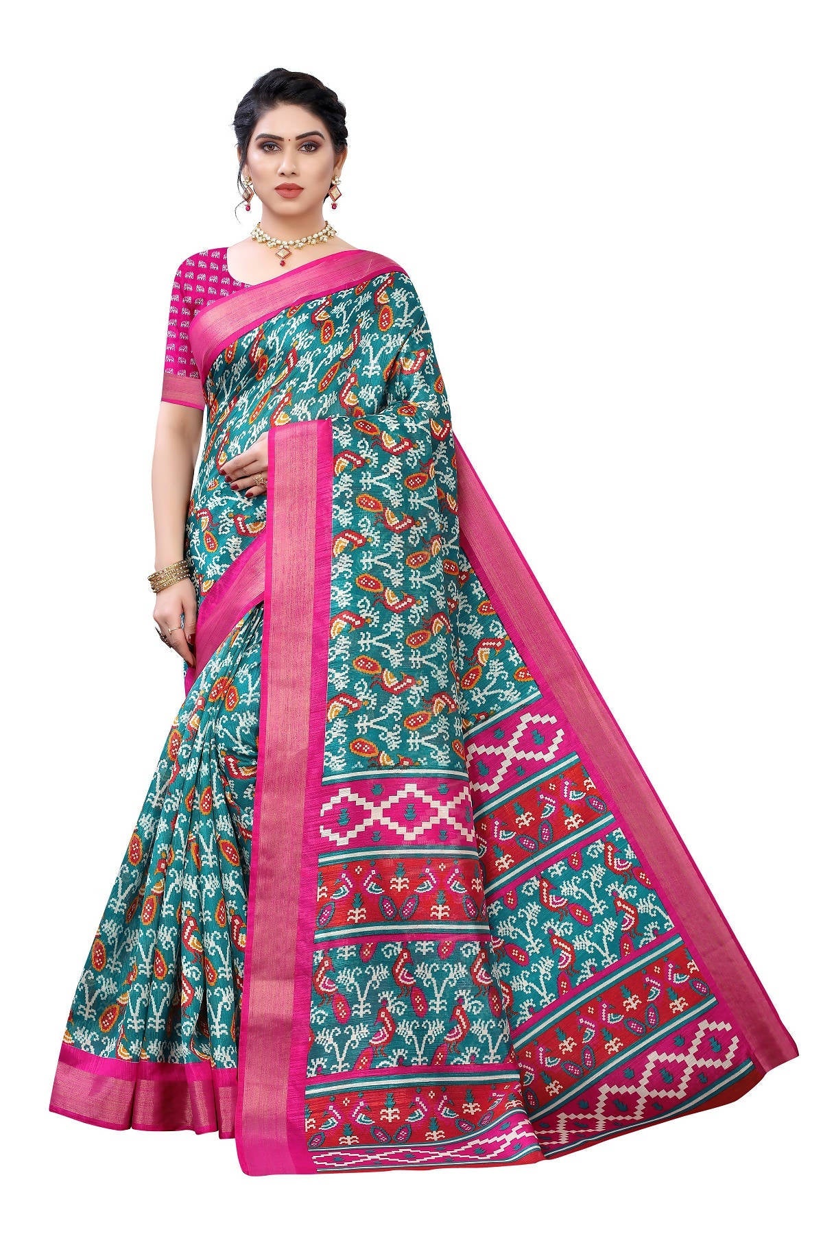 Vamika Rama Green Linen Jari Border Saree (JANKI RAMA) | Grab2Buy