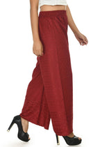 Mominos Fashion Moeza Reyon Cotton Maroon Color Chikan Work Palazzo | Grab2Buy