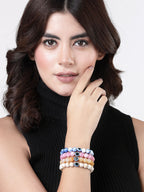 NVR Men & Women Set of 4 Artificial Beads-Beaded Evil Eye Elasticated Bracelet | Grab2Buy