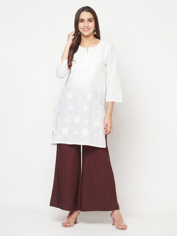 Aniyah Rayon Flared Slip-On Coffee Color Palazzo | Grab2Buy