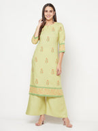Aniyah Rayon Flared Slip-On Pista Color Palazzo | Grab2Buy
