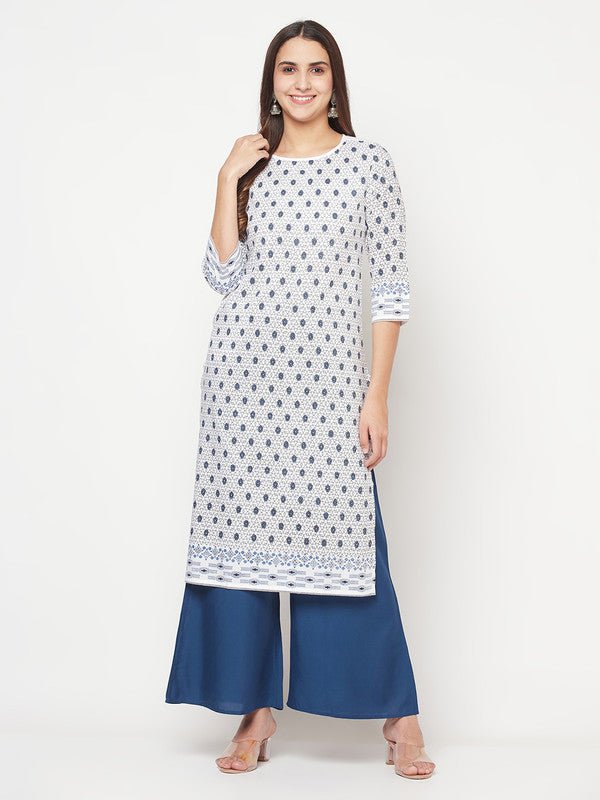 Aniyah Rayon Digital Screen Print White Straight Kurta | Grab2Buy