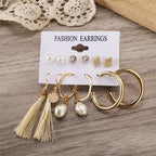 Gold-Polished Alloy Set Of 6 Designer Earrings - The Pari | Grab2Buy