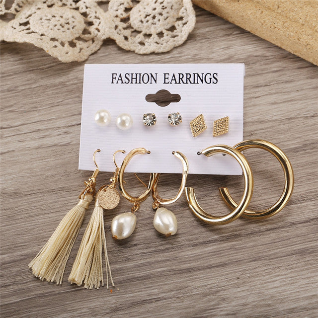 Gold-Polished Alloy Set Of 6 Designer Earrings - The Pari | Grab2Buy