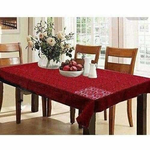 Cotton Dining Table Cover 6 Seater - Maroon | Grab2Buy