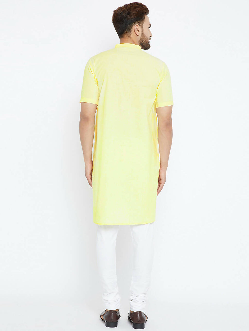 Even Apparels Yellow Color Pure Cotton Men's Kurta With Band Collar | Grab2Buy