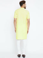 Even Apparels Yellow Color Pure Cotton Men's Kurta With Band Collar | Grab2Buy
