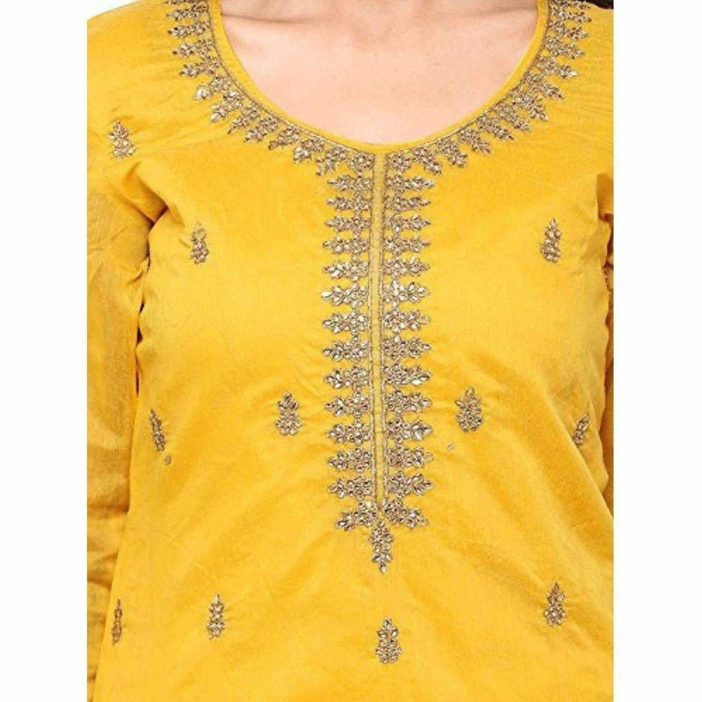 Yellow Chanderi Cotton Dress Material | Grab2Buy