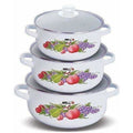 Decorative Enamel Casserole with Glass Lids - Set of 3 | Grab2Buy