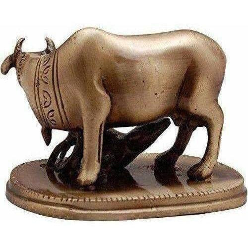 Kamdhenu Cow & Calf Brass Showpiece | Grab2Buy