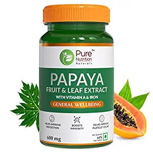 Pure Nutrition Papaya Leaf & Fruit Extract Veg Capsules | Grab2Buy