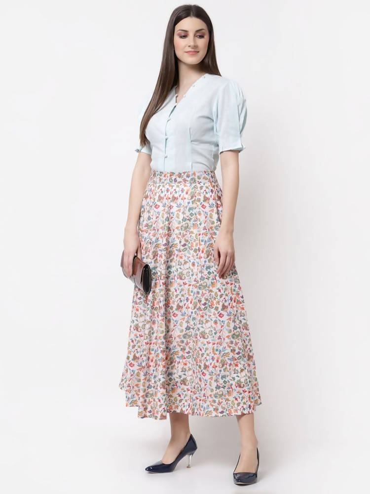 Myshka Multicolor Cotton blend Printed Skirt | Grab2Buy