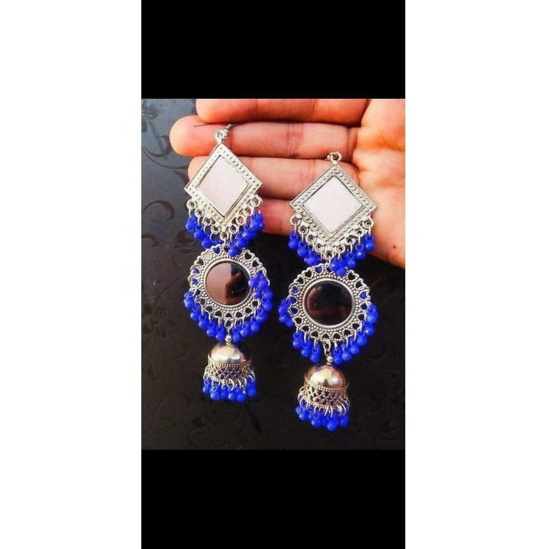 MS Fashion India Muskan Fancy Oxidized Mirror Jhumki Earrings | Grab2Buy