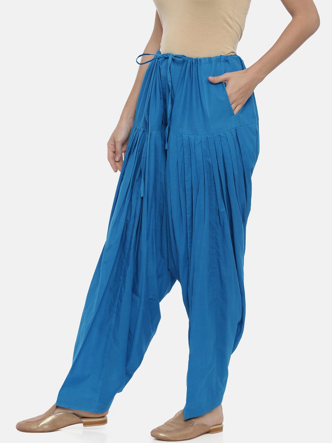 Souchii Turquoise Blue Solid Loose-Fit Patiala | Grab2Buy