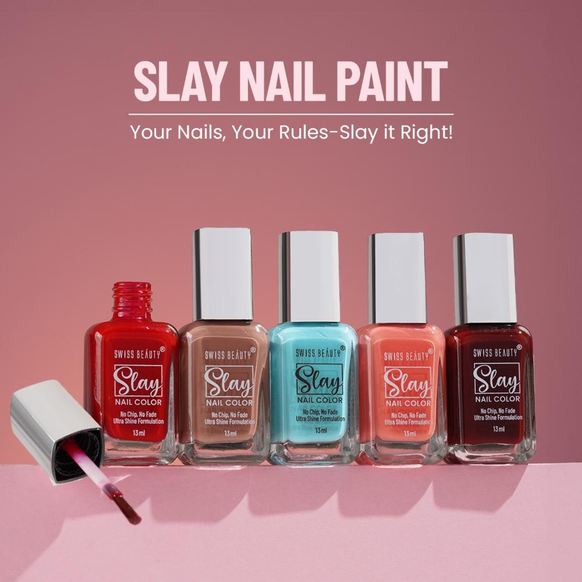 Swiss Beauty Slay Nail Color Ultra Shine Formulation - 12 Ruspberry | Grab2Buy