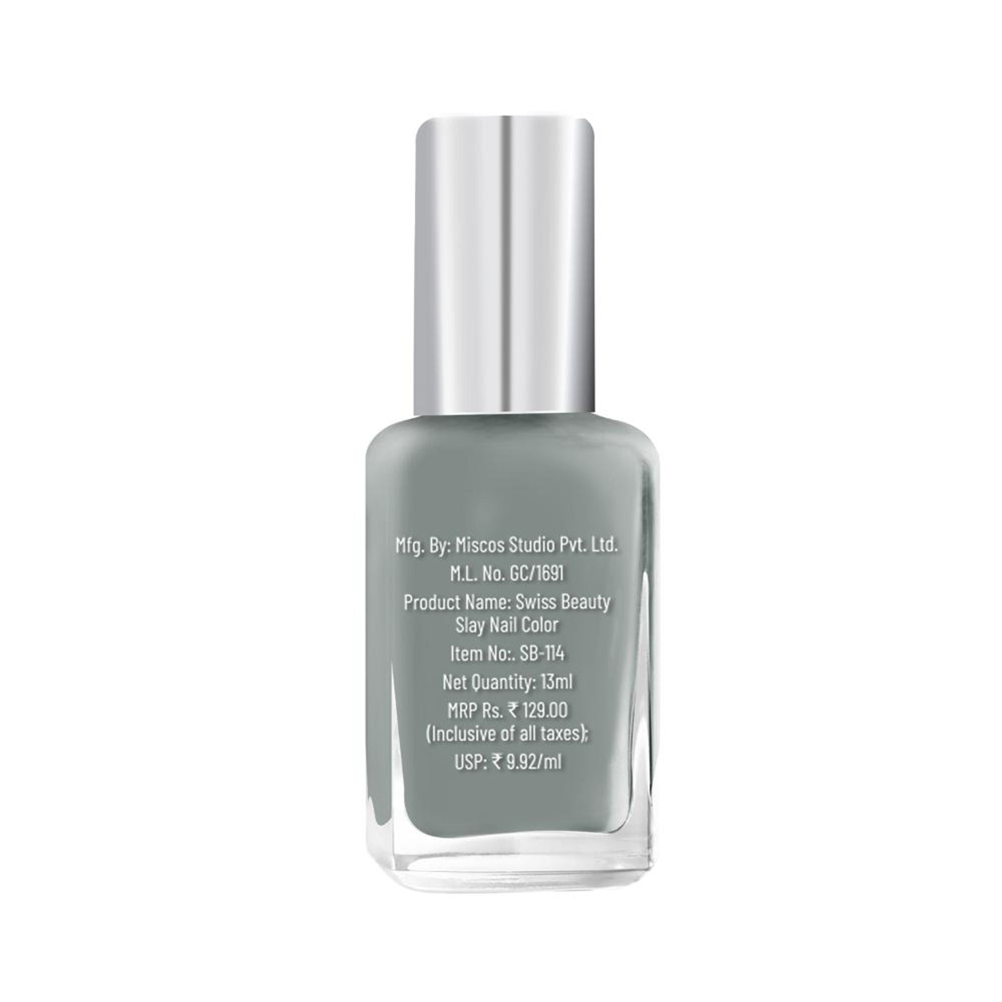 Swiss Beauty Slay Nail Color Ultra Shine Formulation - 26 Grey Stone | Grab2Buy