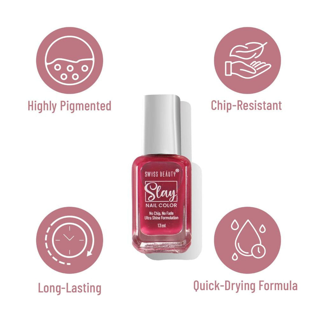 Swiss Beauty Slay Nail Color Ultra Shine Formulation - 40 Grape | Grab2Buy