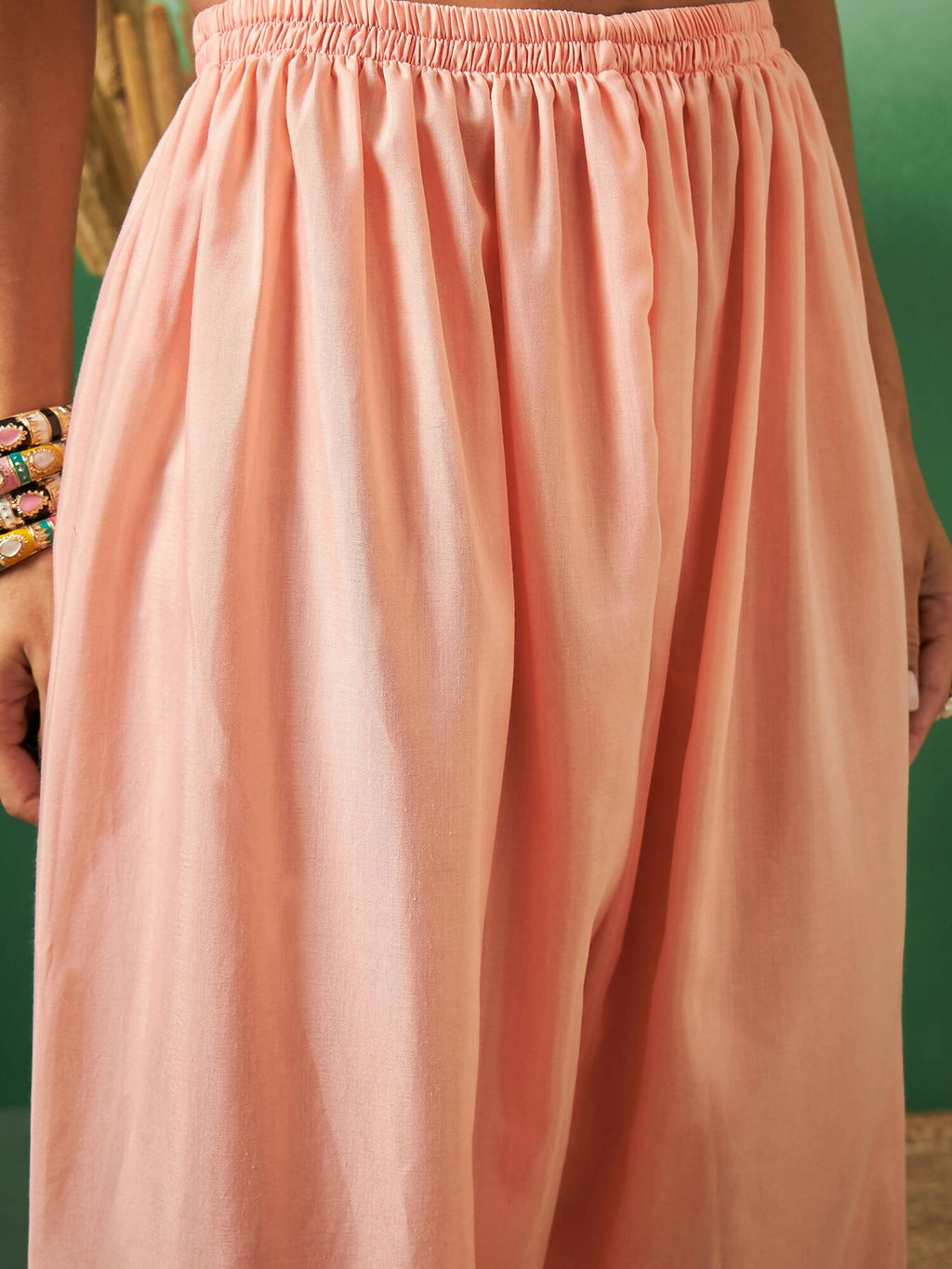 Peach Georgette Handwork Unstitched Dress Material - Hanika | Grab2Buy