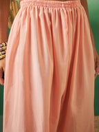 Peach Georgette Handwork Unstitched Dress Material - Hanika | Grab2Buy