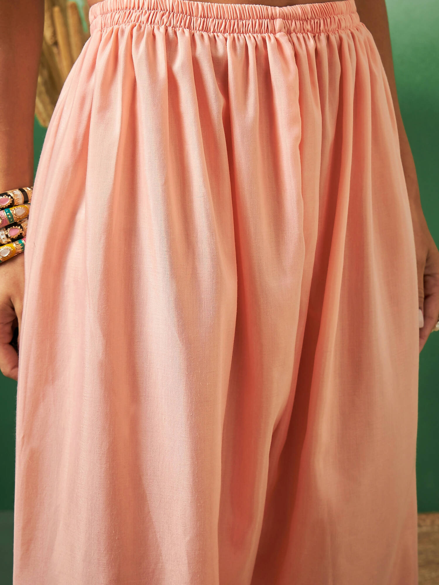 Peach Georgette Handwork Unstitched Dress Material - Hanika | Grab2Buy