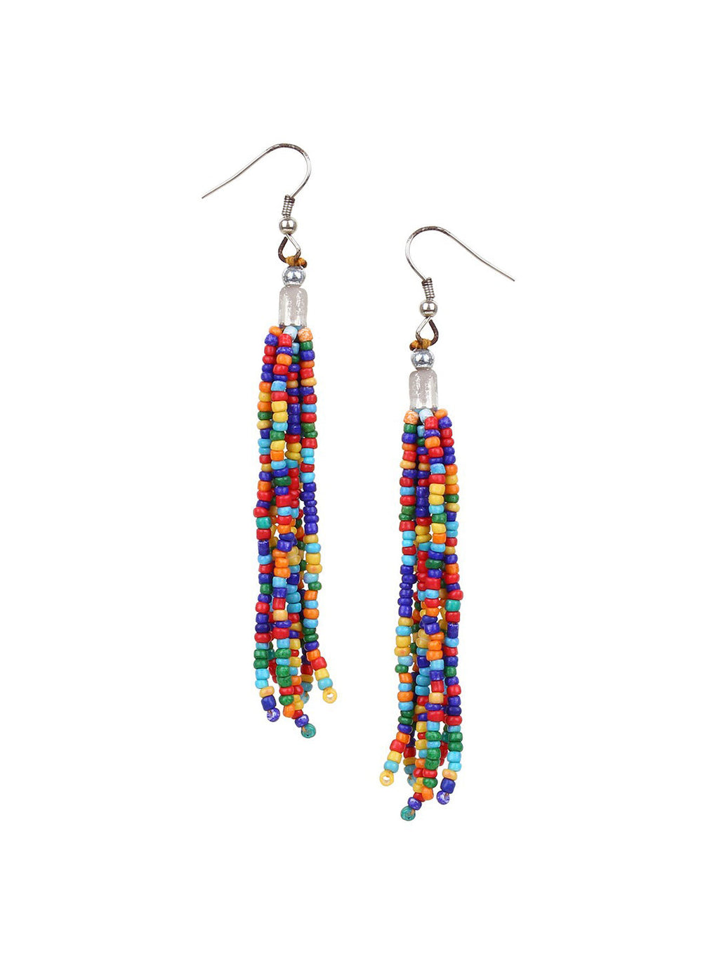 Cardinal Red & Green Beaded Multistring Necklace & Earrings Set | Grab2Buy