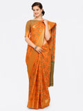 Saree Mall Yellow Silk Blend Patola Print Kanjeevaram Saree with Unstitched Blouse | Grab2Buy