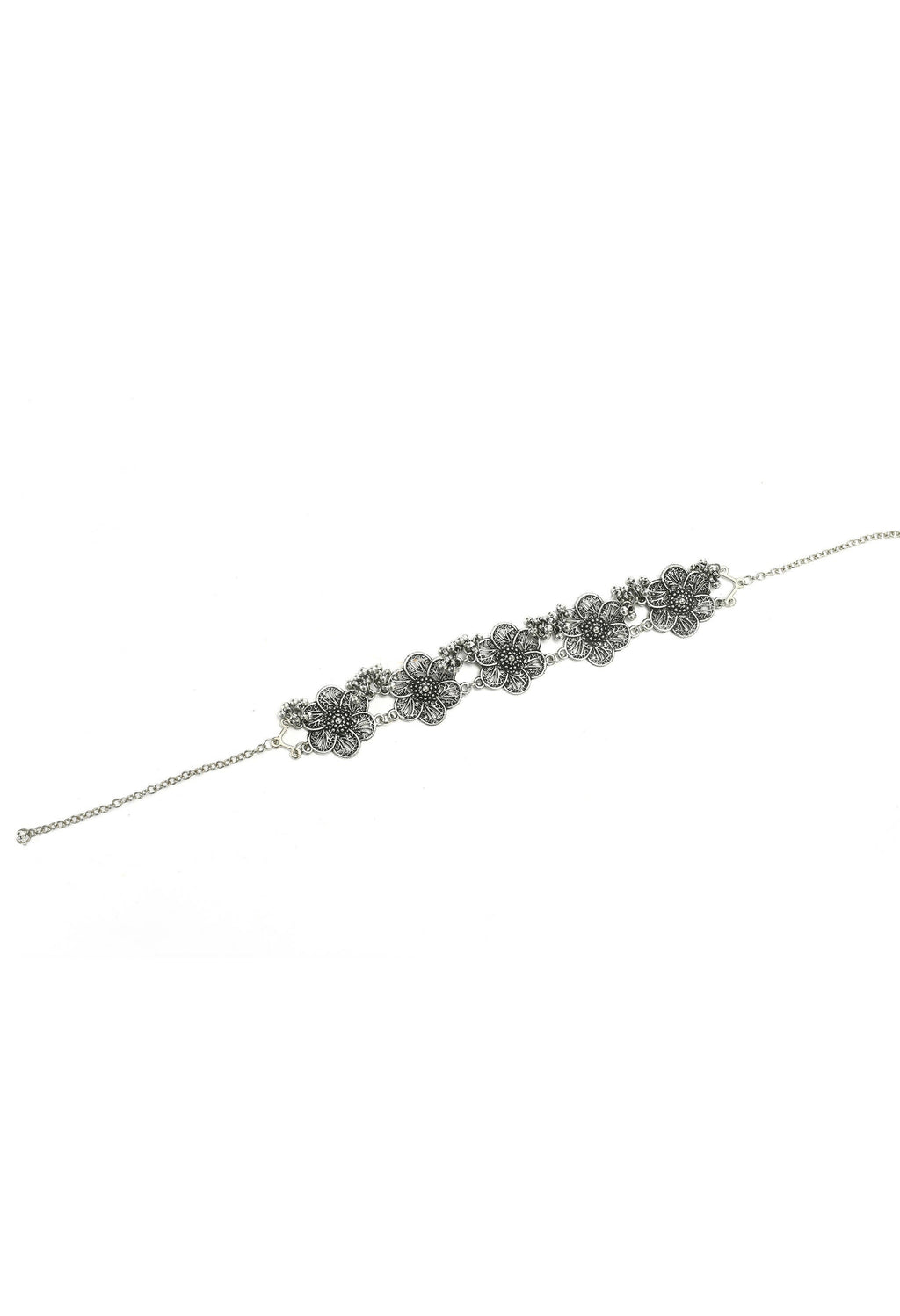 Mominos Fashion Johar Kamal Silver-Plated Brass Finish Floral Desgin Choker For Women | Grab2Buy