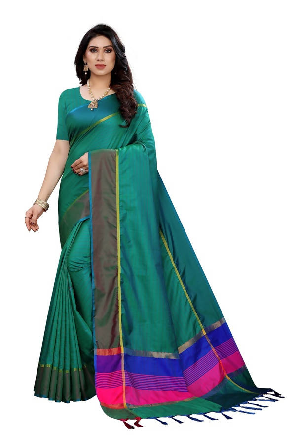 Vamika Green Cotton Silk Weaving Saree (Binita Green) | Grab2Buy