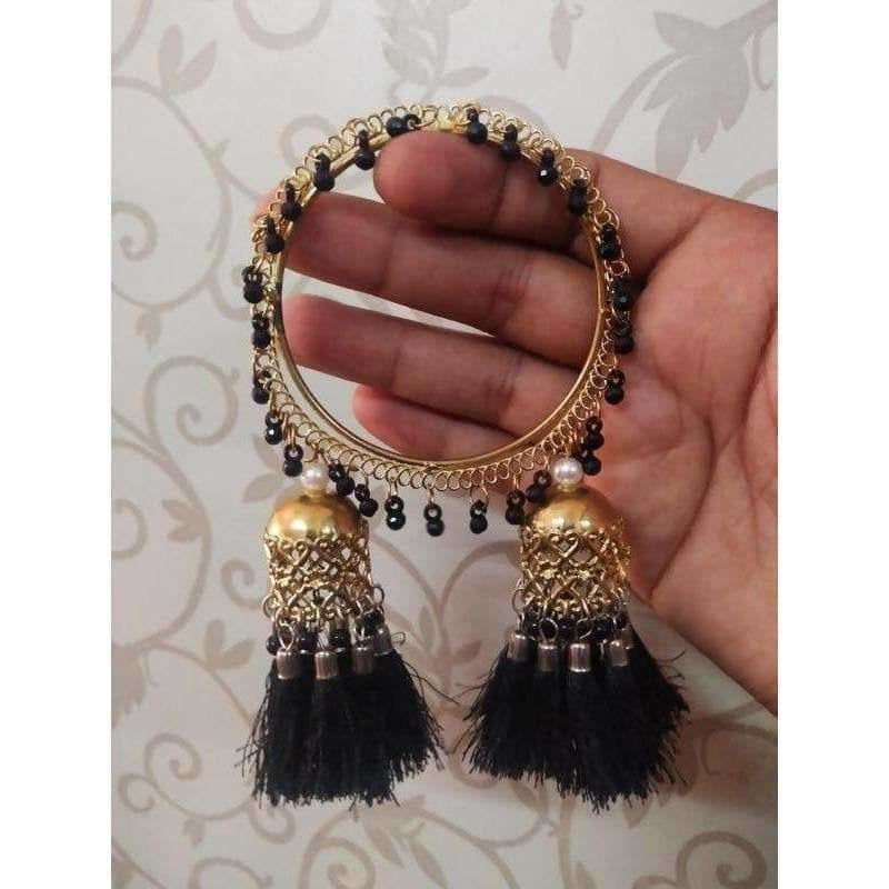 MS Fashion India Gold Color With Black Pearls, Threads, And Jhumkas Bangles | Grab2Buy