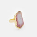 Bling Accessories Coral Agate Natural Stone Statement Finger Ring | Grab2Buy