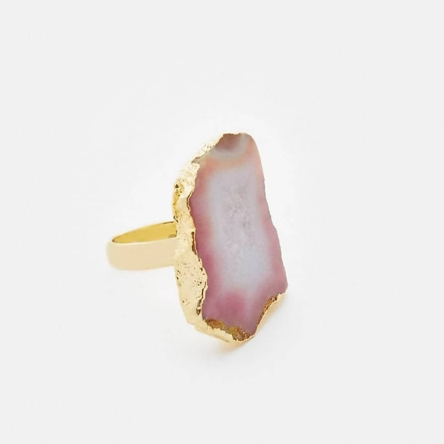 Bling Accessories Coral Agate Natural Stone Statement Finger Ring | Grab2Buy