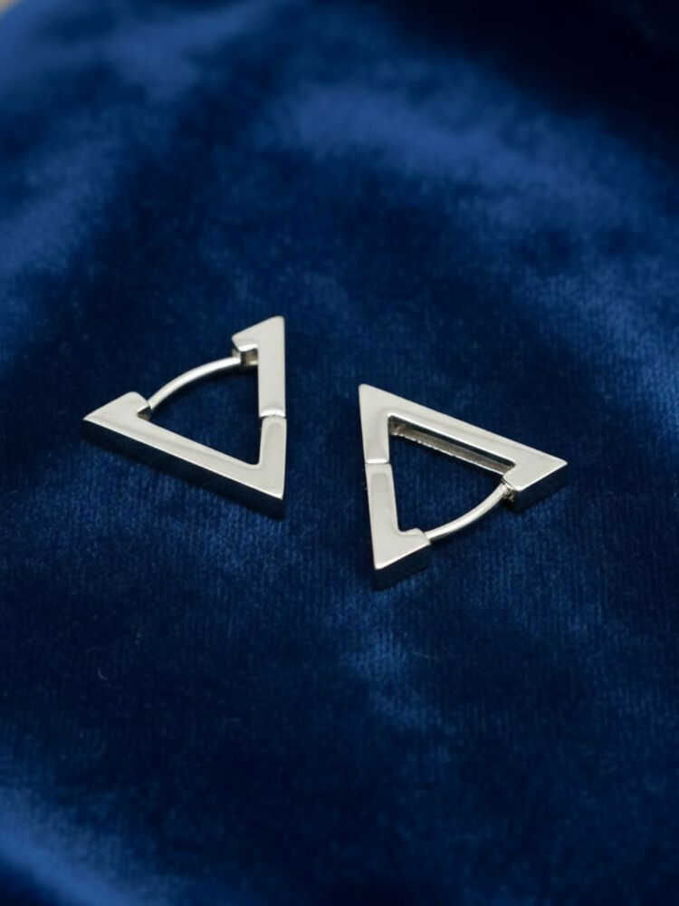 NVR Men's Silver Plated Geomatric Shaped Stud Earrings | Grab2Buy
