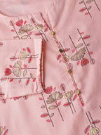 Yufta Pink and golden printed kurta with palazzo | Grab2Buy