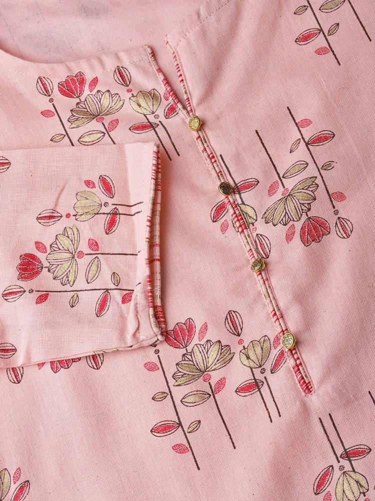 Yufta Pink and golden printed kurta with palazzo | Grab2Buy