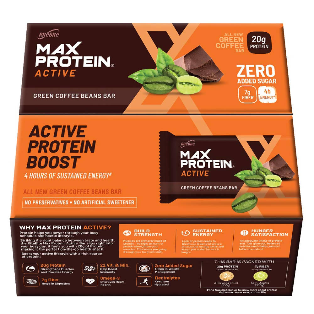 RiteBite Max Protein Active Green Coffee Beans Bar | Grab2Buy